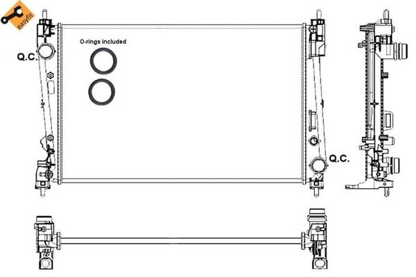 Kühler Motor Kühlrippen gelötet 618 - 398 mm Alu NRF für u.a. ALFA ROMEO MITO