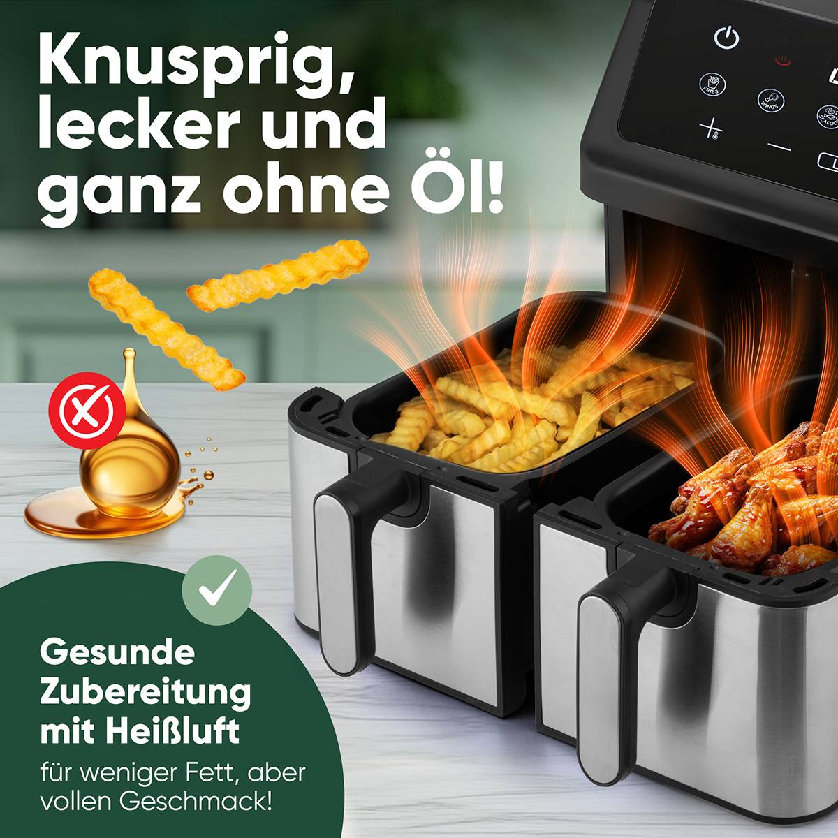 PROFICOOK Doppel-Heißluft-Fritteuse PC-FR 1296 H-1