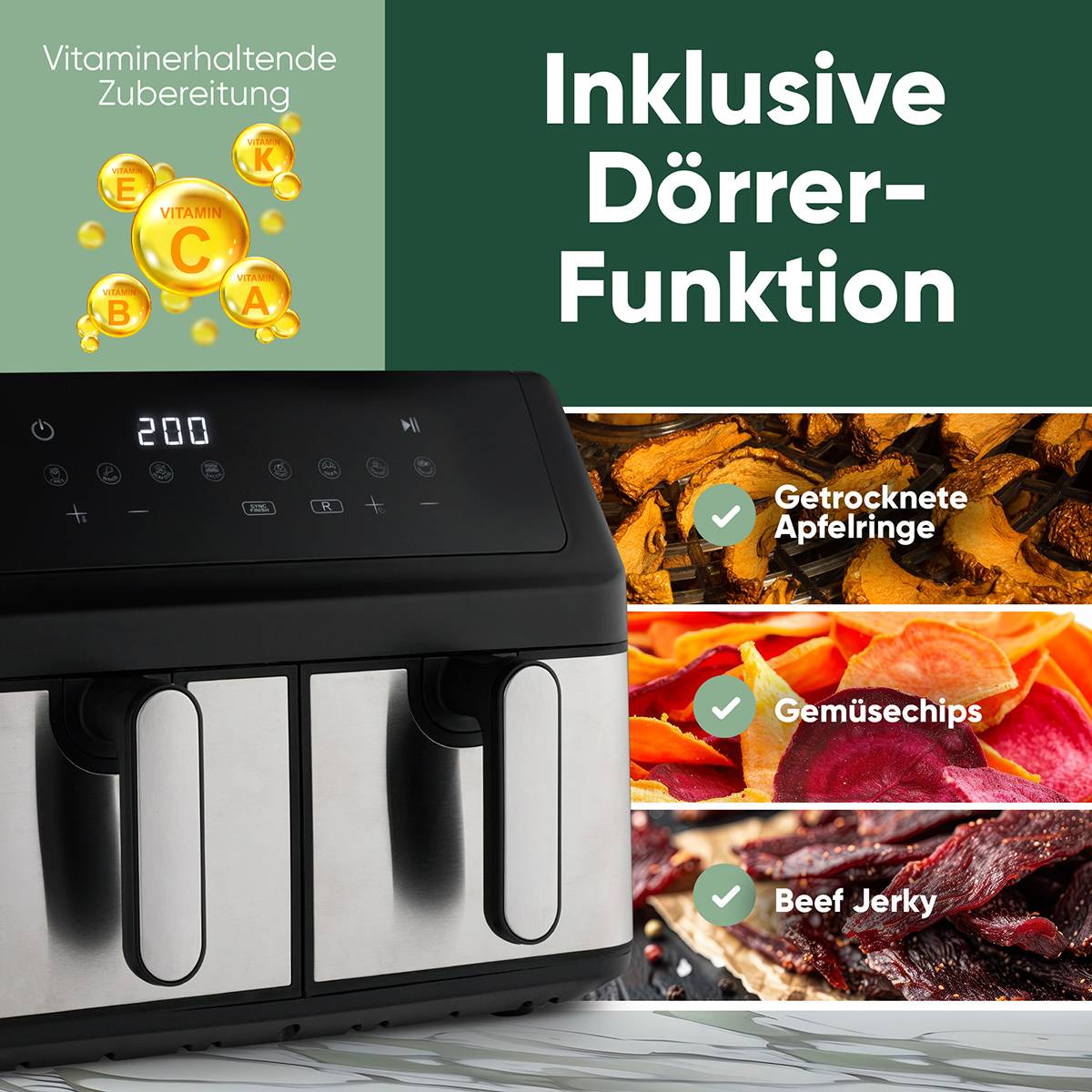 PROFICOOK Doppel-Heißluft-Fritteuse PC-FR 1296 H-4