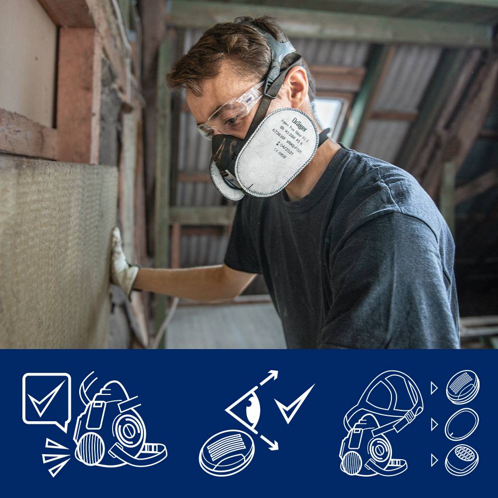 Dräger Atemschutzmaske Halbmaske X-plore 3500 Pure P3 Staubmaske DIY-3