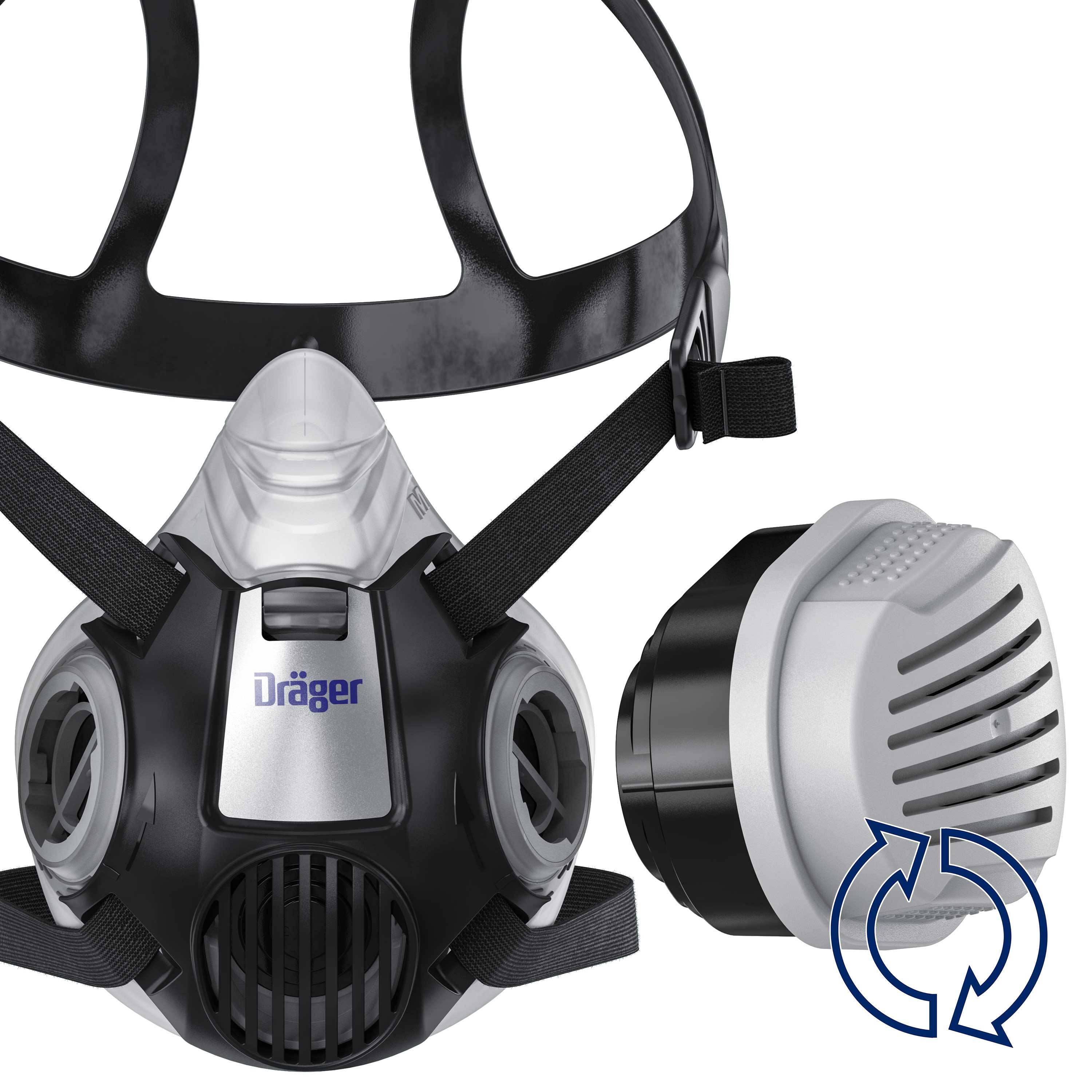 Dräger Atemschutzmaske Halbmaske X-plore 3300 A2 P3 Lackierermaske und Staubmaske-2