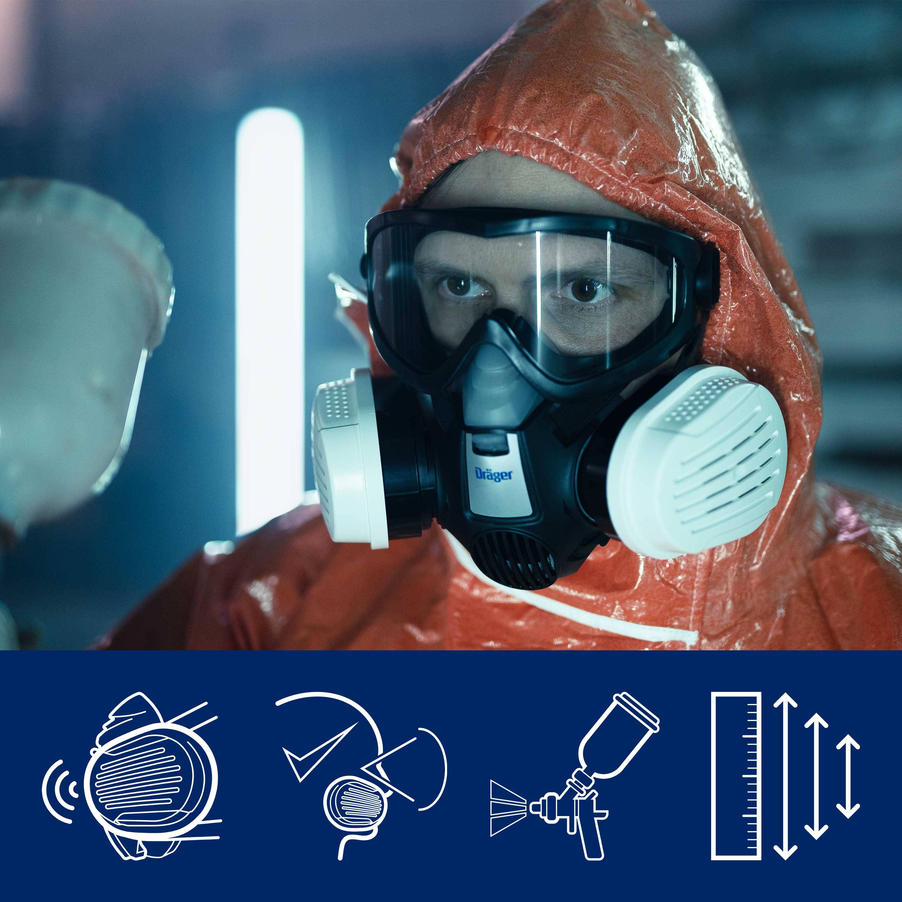 Dräger Atemschutzmaske Halbmaske X-plore 3300 A2 P3 Lackierermaske und Staubmaske-4