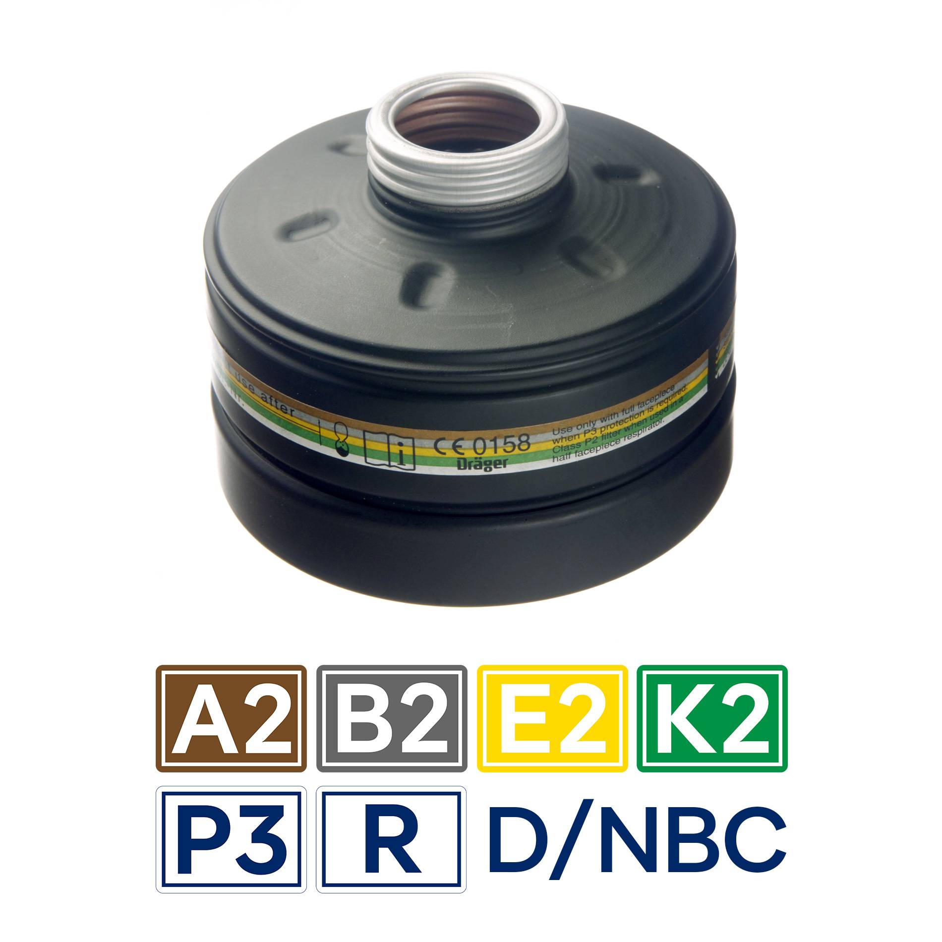 Dräger Gasmaske Atemschutzmaske Vollmaske Panorama Nova RA ABEK2 P3 RD NBC Filter-2