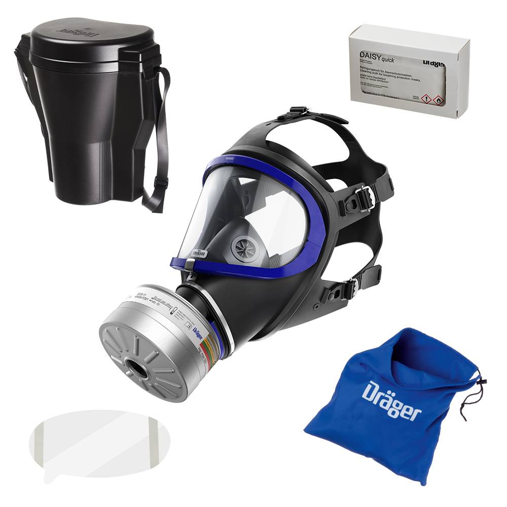 Dräger Atemschutzmaske Vollmaske X-plore 6300 mit A2B2E2K2 P3 R D Hg Masken Set mit viel Zubehör-0