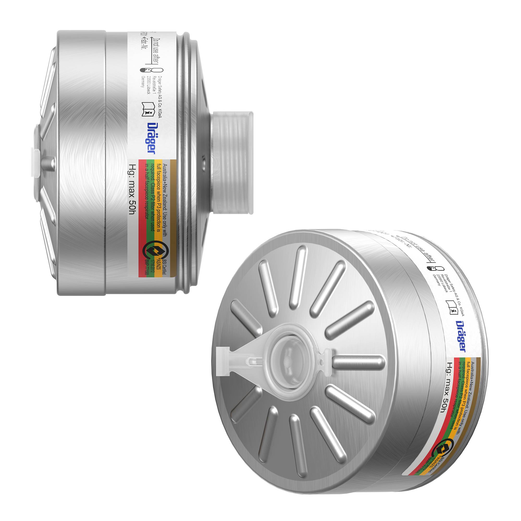 Dräger Atemschutz Kombinationsfilter 1140 A2B2E2K1 hg P3 R D Gasfilter Partikelfilter Bajonett mit Rd40 Anschluss-3