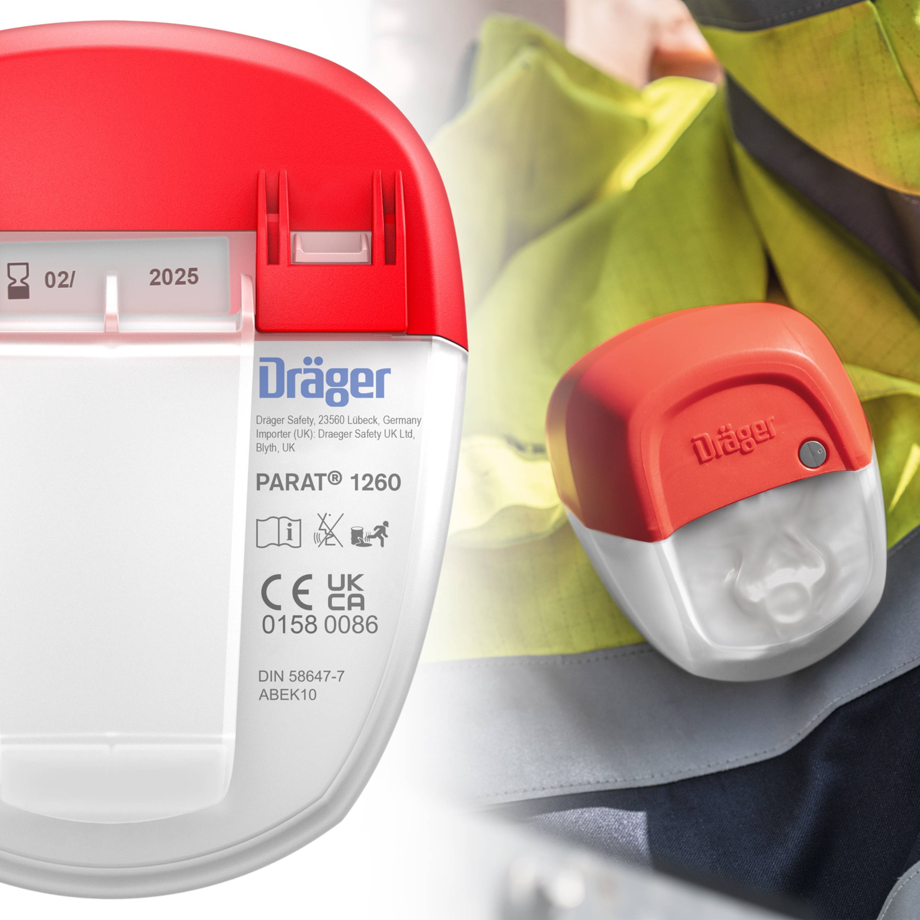 Dräger Fluchtgerät Gasfilter PARAT 1260 Fluchtgerät mit ABEK-Filter mit Mundstück-2