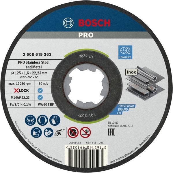 Bosch PRO Stainless Steel and Metal X-Lock Trennscheibe 125 x 1,6 x 22,23 mm - 2608619364-0
