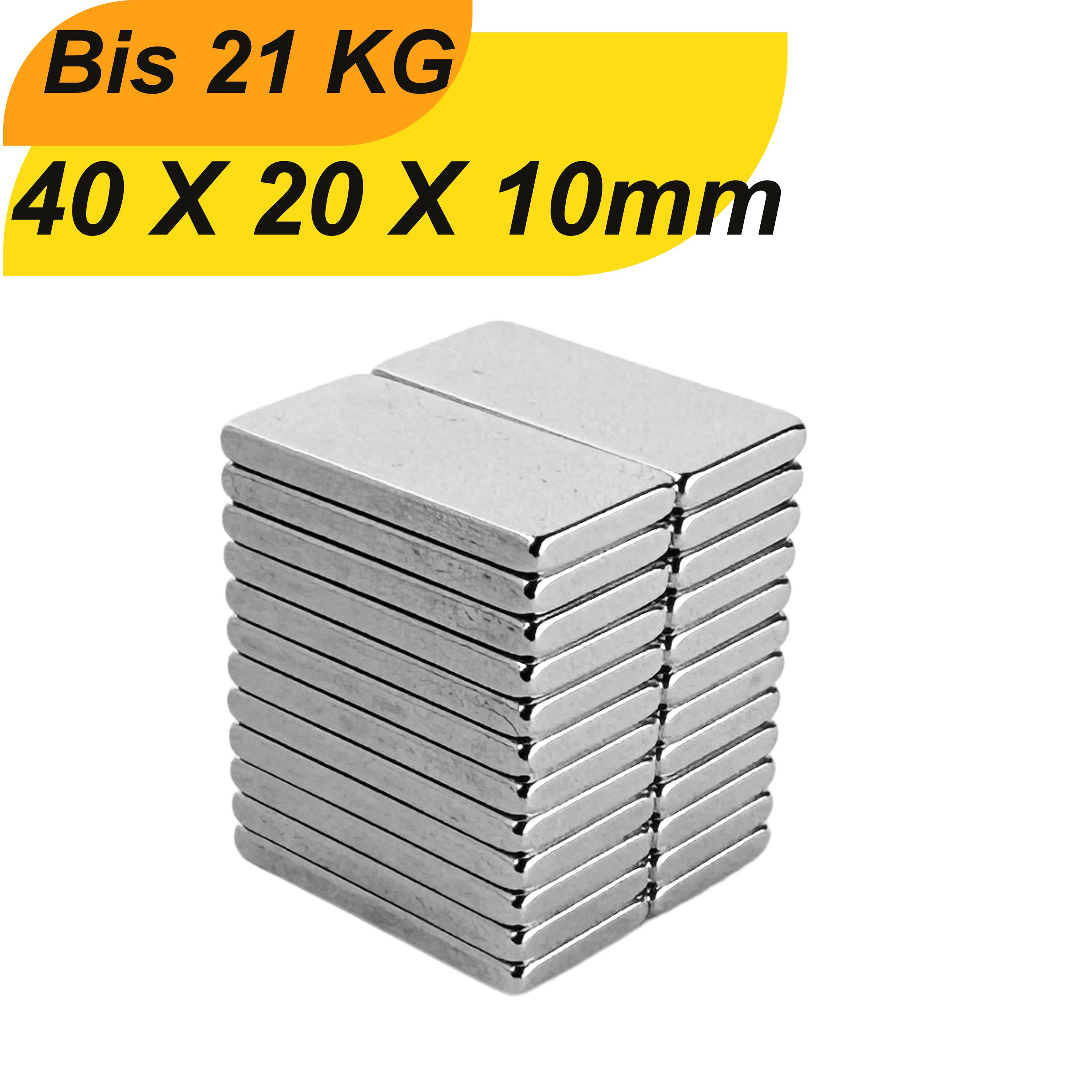 3 Stück Neodym Magnet 40mm x 20mm x 10mm Supermagnete hohe Haftkraft Quadermagnete-0