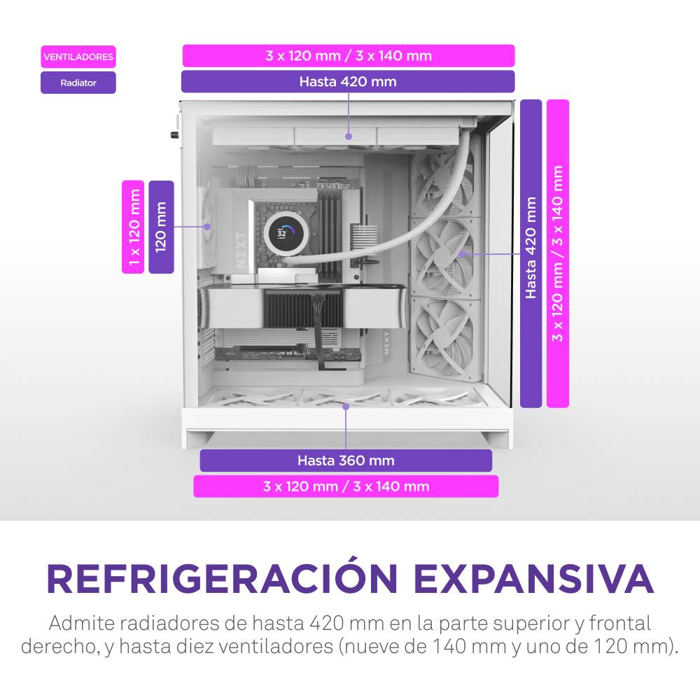 NZXT H9 Flow - Mid tower - E-ATX - Seitenteil mit Fenster (gehärtetes Glas)-4