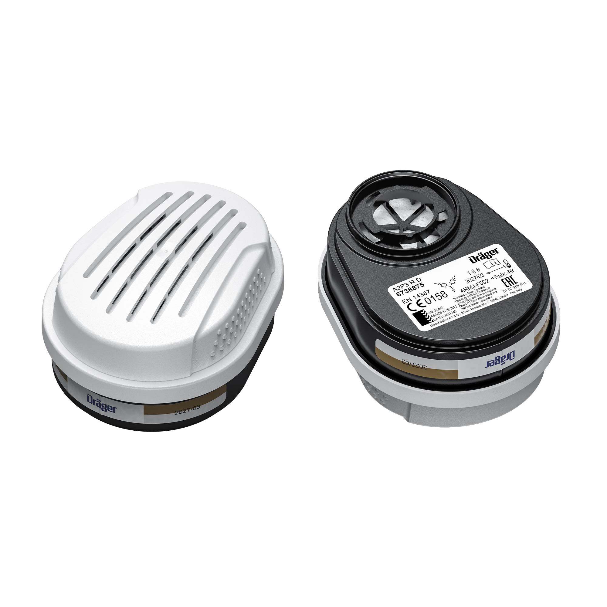Dräger Atemschutz Kombi-filter Bajonett A2 P3 R D Gasfilter Partikelfilter für X-plore 3300 3500 u. 5500 Reihe-0