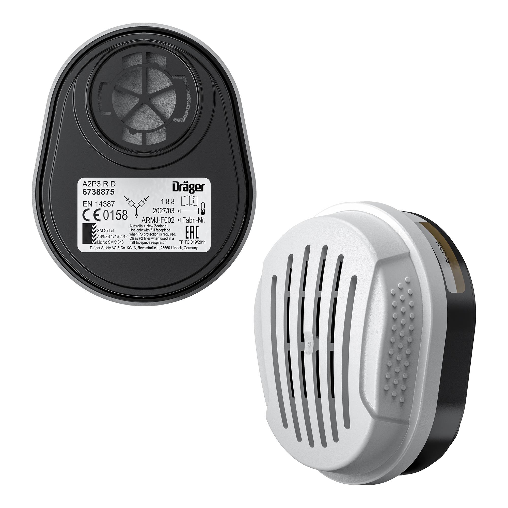 Dräger Atemschutz Kombi-filter Bajonett A2 P3 R D Gasfilter Partikelfilter für X-plore 3300 3500 u. 5500 Reihe-1