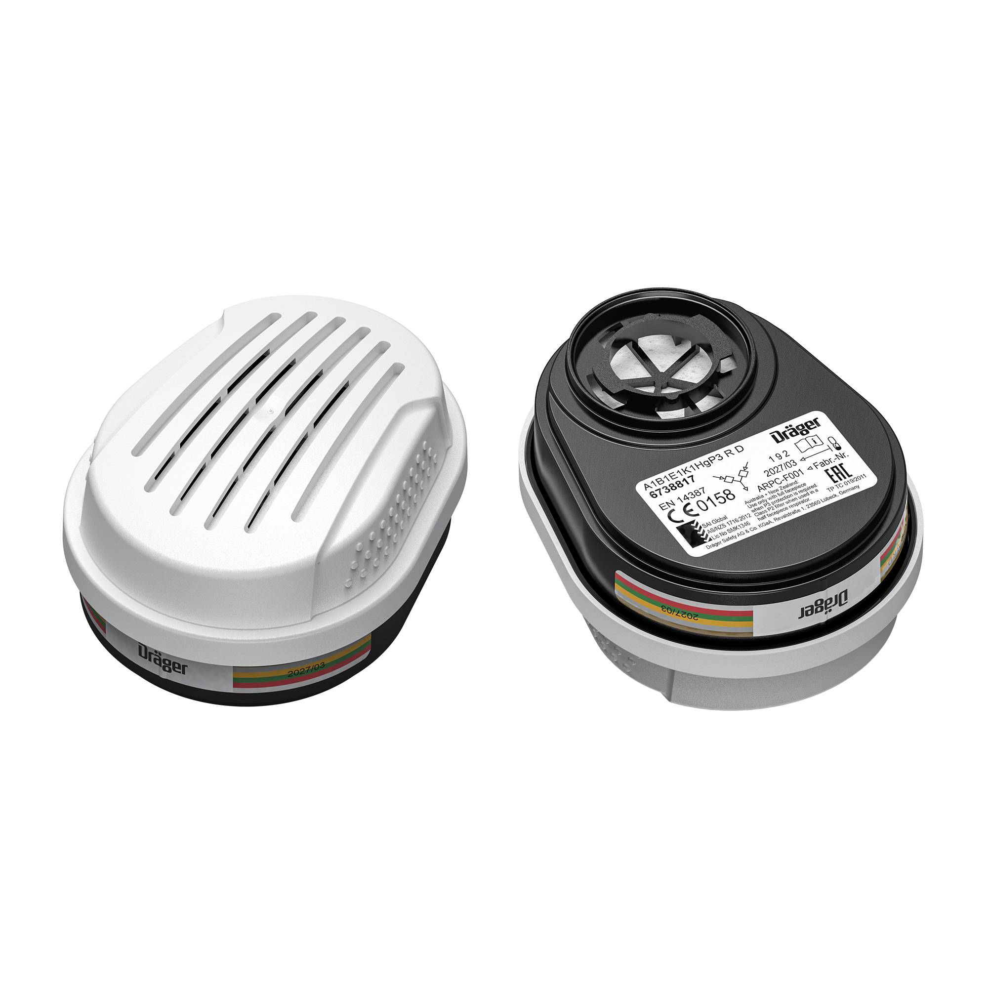 Dräger Atemschutz Kombi-filter Bajonett A1B1E1K1 Hg P3 R D Gas u. Partikelfilter für X-plore 3000 u. 5500 Reihe-0