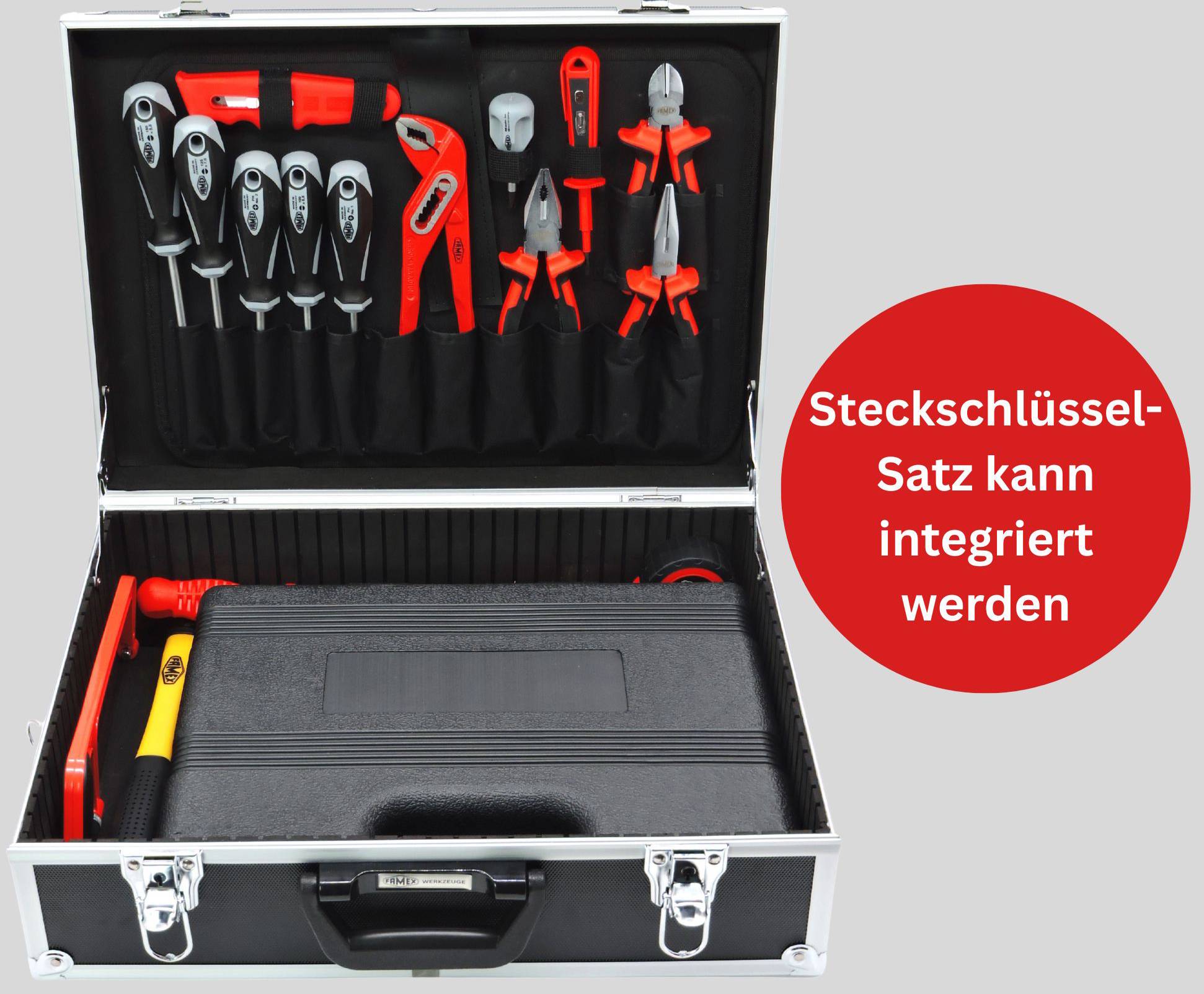 FAMEX 744-47 Alu Werkzeugkoffer gefüllt mit Werkzeug – Werkzeugkasten bestückt - 166-tlg-3