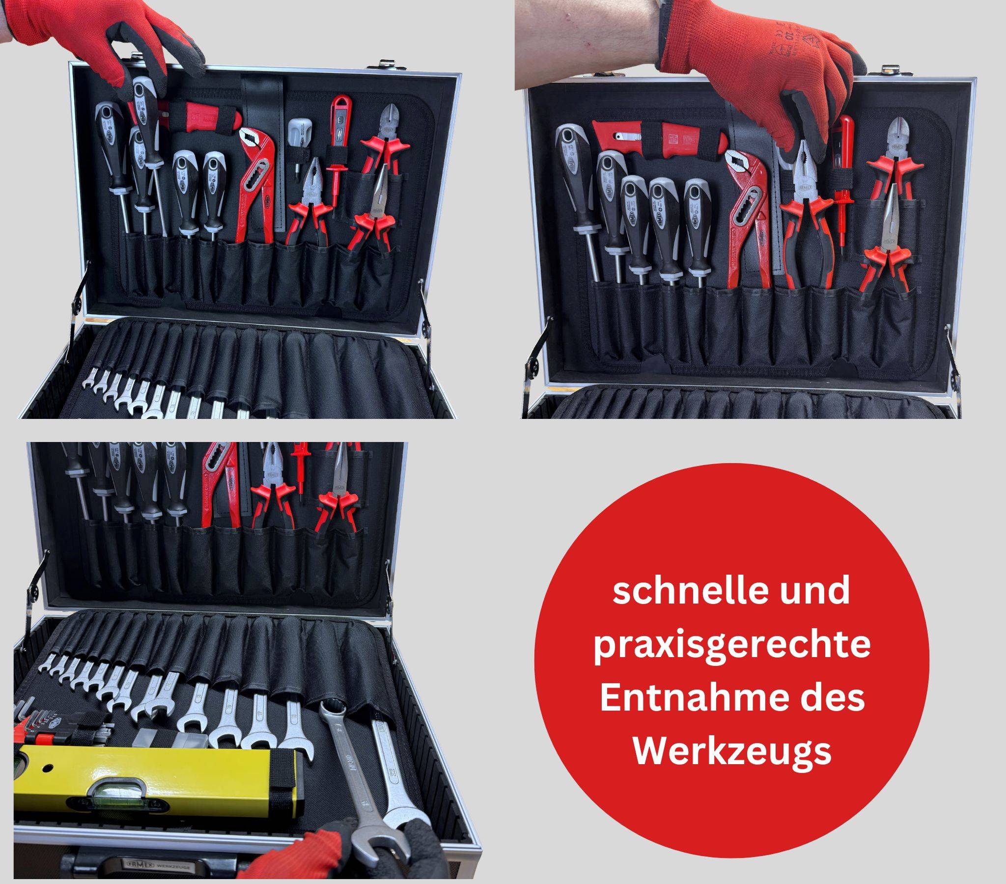 FAMEX 744-47 Alu Werkzeugkoffer gefüllt mit Werkzeug – Werkzeugkasten bestückt - 166-tlg-4