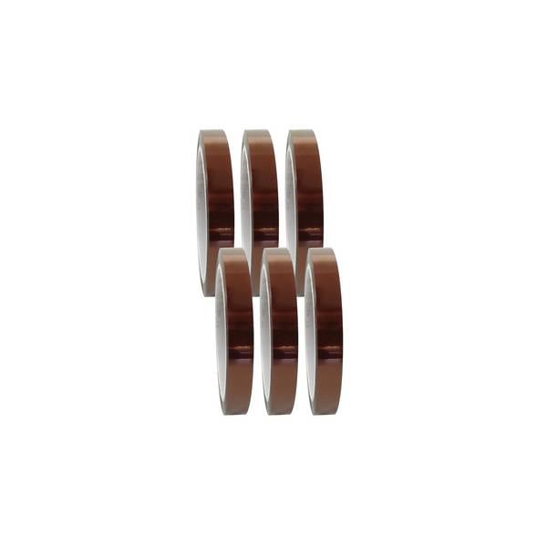 6 x selmundo 911, Polyimid Klebeband Kapton Isolierband / Hitzebeständiges Hochtemperaturband 15mm x 33m