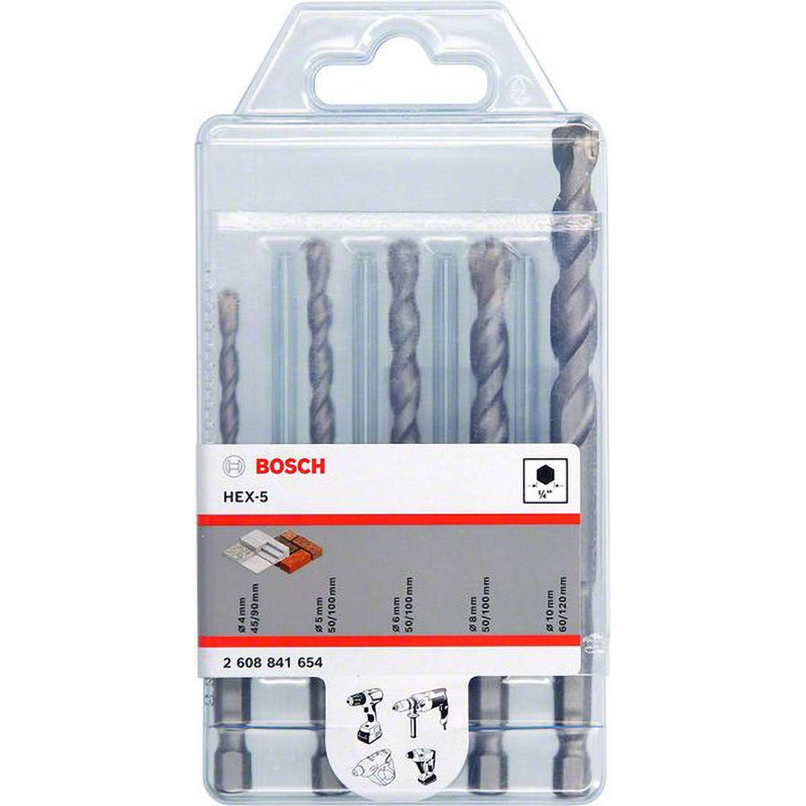 BOSCH - Accessories HEX-5 2608841654 Beton-Spiralbohrer-Set 4 mm 5 6 8 10 mm 5-1