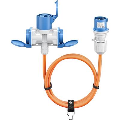Goobay 76231 CEE Adapterkabel, CEE-Stecker auf 2x 90° CEE-Buchse und Schutzkontakt-Buchse, IP44 16 A / 230 V, 1.5 mtr-0