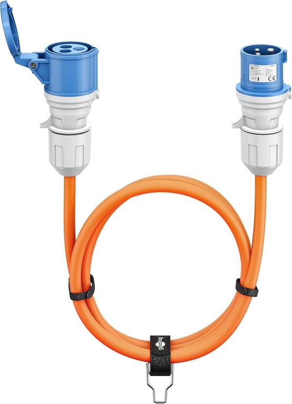 Goobay 76230 CEE Verlängerung, Adapter für Camping , CEE-Stecker auf CEE-Buchse, IP44 16 A / 230 V, 25 mtr