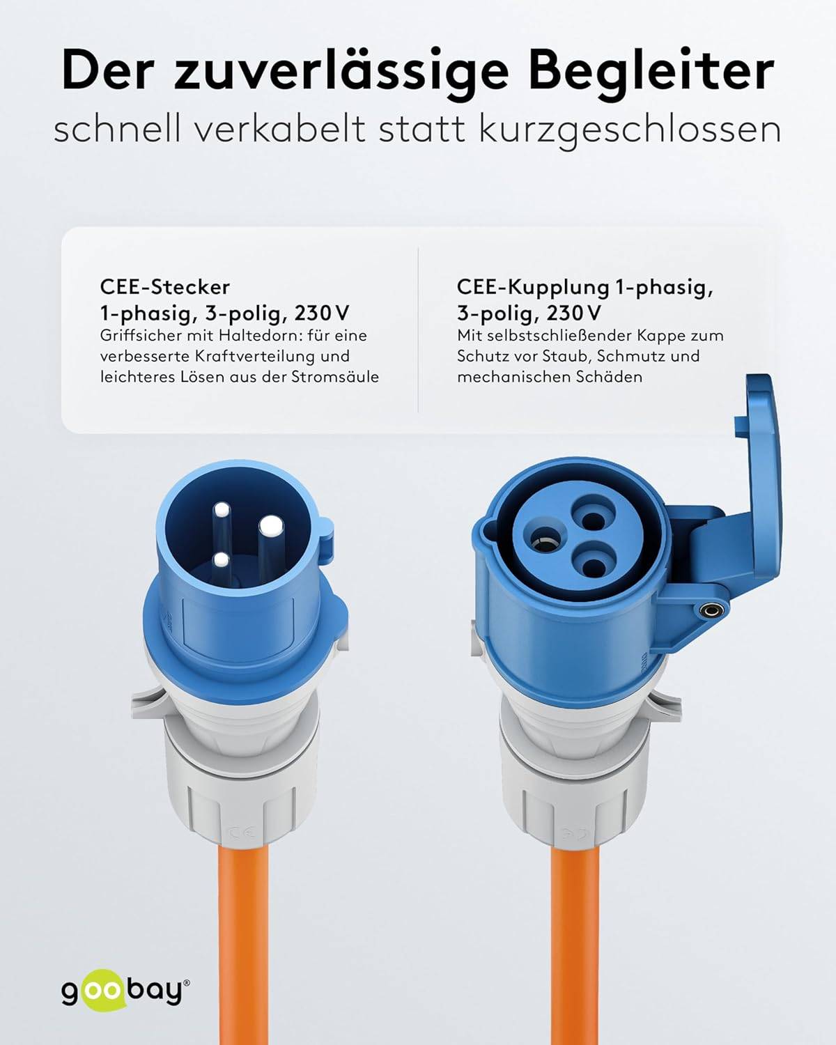 Goobay 76230 CEE Verlängerung, Adapter für Camping , CEE-Stecker auf CEE-Buchse, IP44 16 A / 230 V, 25 mtr-2