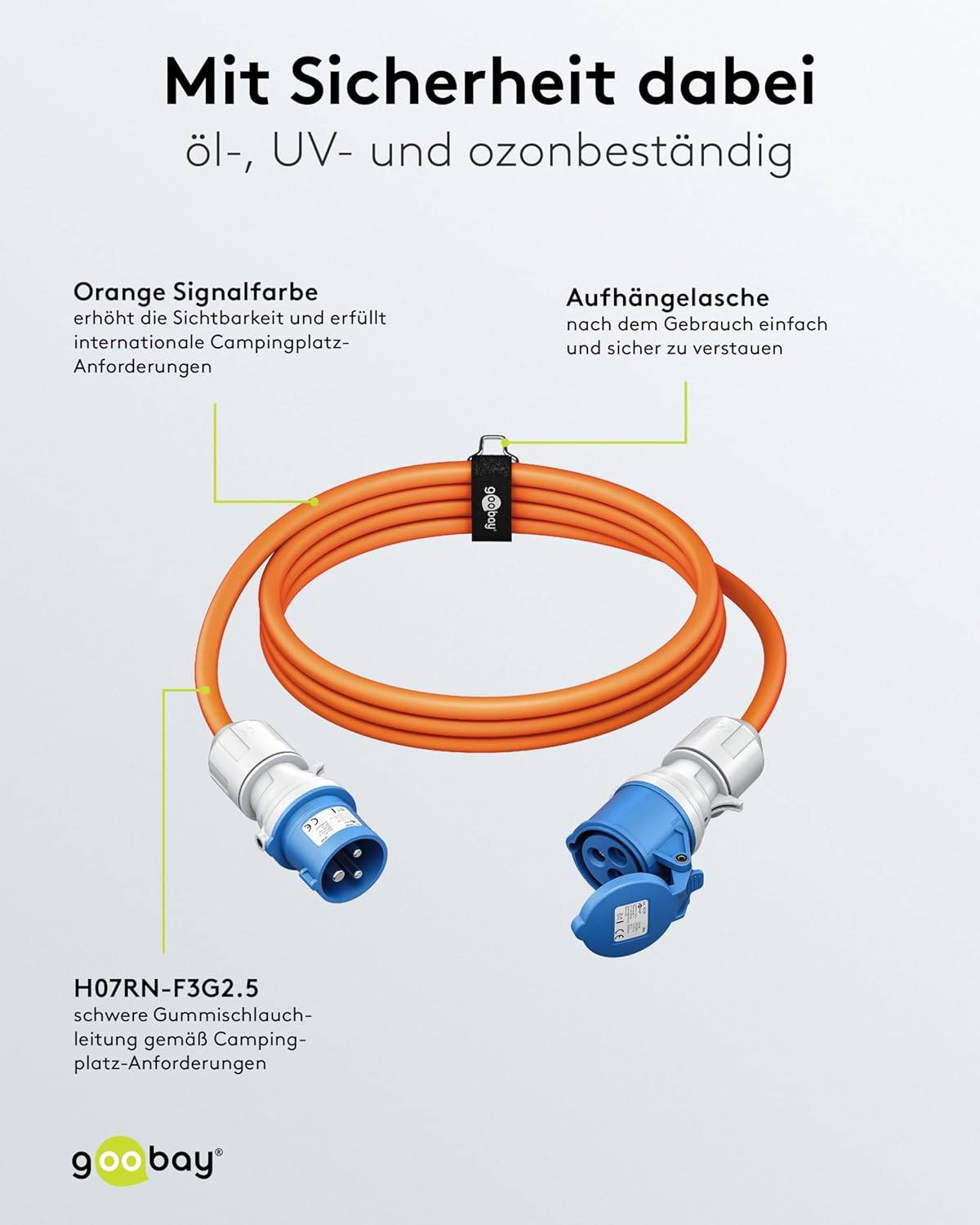 Goobay 76230 CEE Verlängerung, Adapter für Camping , CEE-Stecker auf CEE-Buchse, IP44 16 A / 230 V, 25 mtr-3