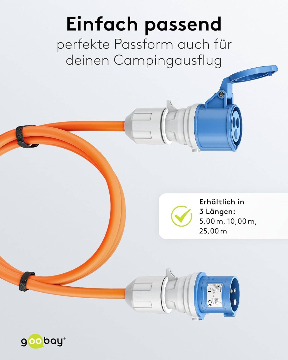 Goobay 76230 CEE Verlängerung, Adapter für Camping , CEE-Stecker auf CEE-Buchse, IP44 16 A / 230 V, 25 mtr-4