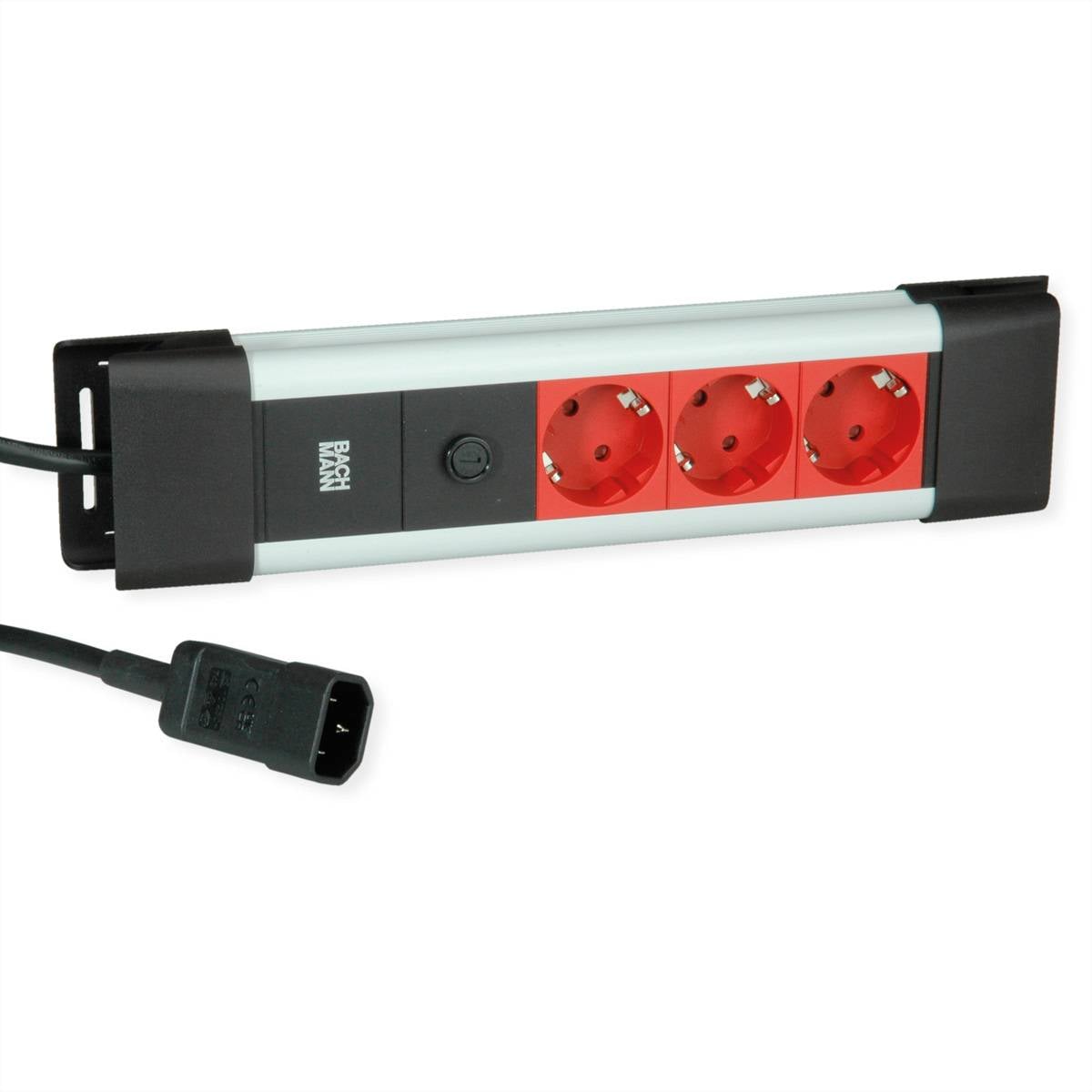 BACHMANN CONNECTUS 3xCEE7/3, 10A C14-Stecker, rot, 2 m