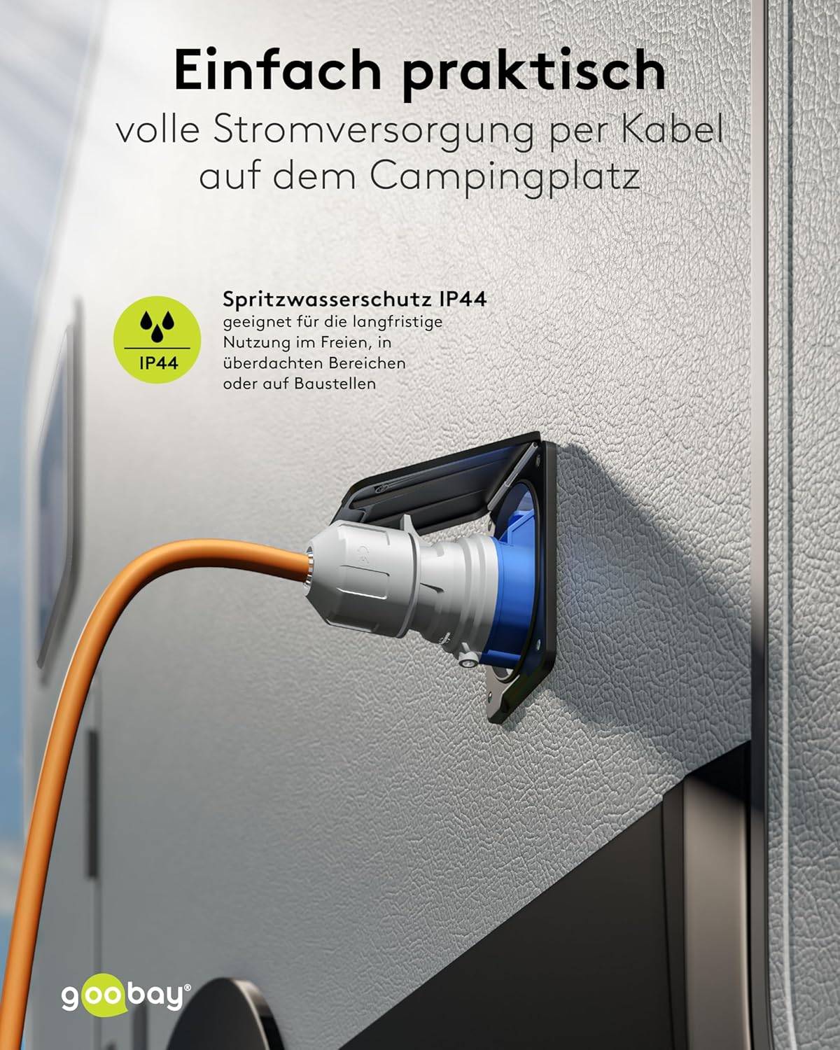 Goobay 76185 CEE Adapterkabel, CEE-Buchse auf Schutzkontakt-Stecker, IP44 16 A / 230 V, 1.5 mtr-5