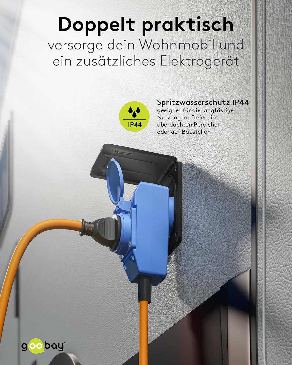 Goobay 76222 CEE Adapterkabel, Schutzkontakt-Stecker auf CEE+Schutzkontakt Buchse, IP44 16 A / 230 V, 1.5 mtr-5