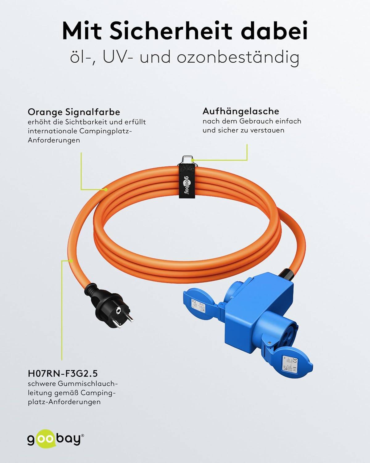 Goobay 76222 CEE Adapterkabel, Schutzkontakt-Stecker auf CEE+Schutzkontakt Buchse, IP44 16 A / 230 V, 1.5 mtr-2