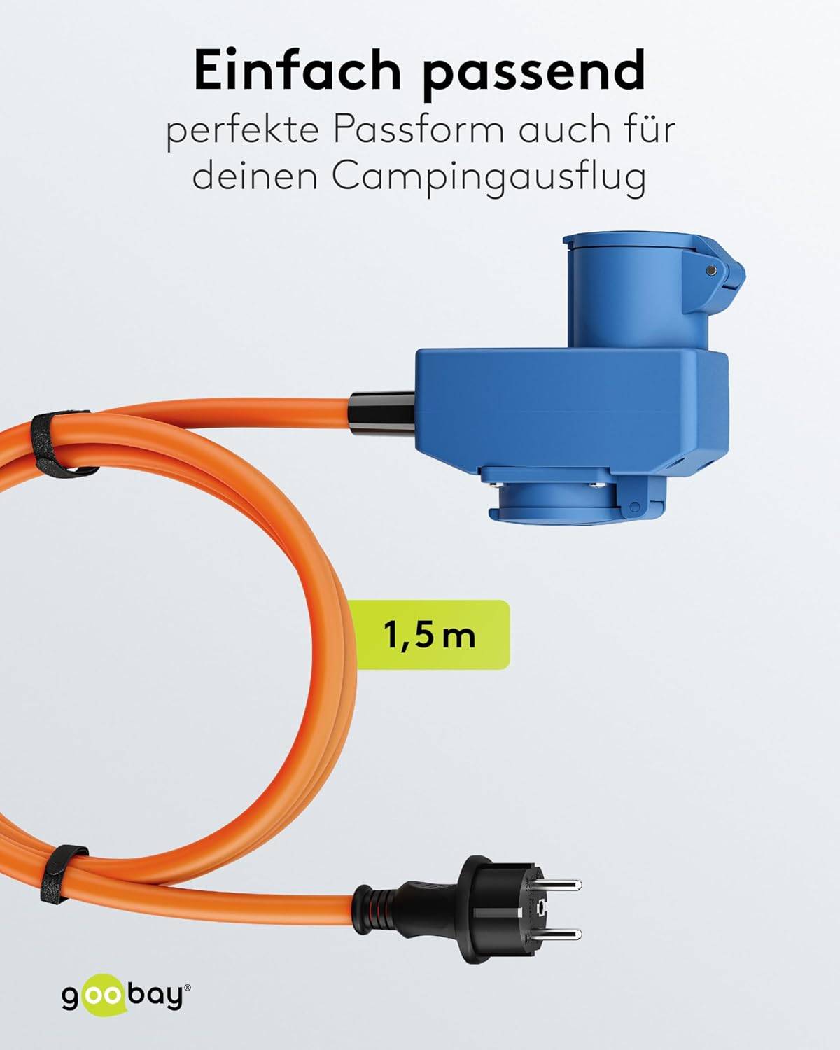 Goobay 76222 CEE Adapterkabel, Schutzkontakt-Stecker auf CEE+Schutzkontakt Buchse, IP44 16 A / 230 V, 1.5 mtr-4