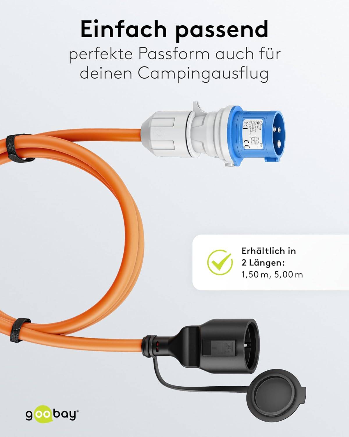 Goobay 76223 CEE Adapterkabel, CEE-Stecker auf Schutzkontakt-Buchse, IP44 16 A / 230 V, 1.5 mtr-3