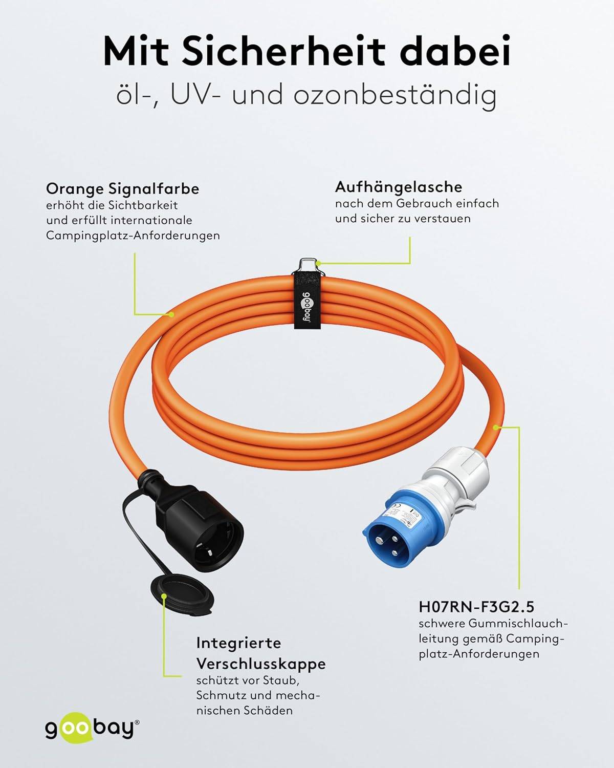 Goobay 76223 CEE Adapterkabel, CEE-Stecker auf Schutzkontakt-Buchse, IP44 16 A / 230 V, 1.5 mtr-4
