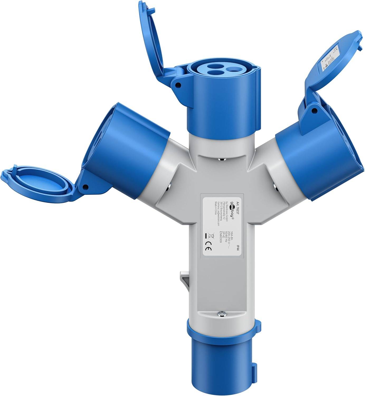 Goobay 76237 CEE Y-Adapter, CEE-Stecker auf 3x CEE-Kupplung, IP44 16 A / 230 V-0