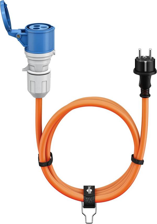 Goobay 76185 CEE Adapterkabel, CEE-Buchse auf Schutzkontakt-Stecker, IP44 16 A / 230 V, 1.5 mtr