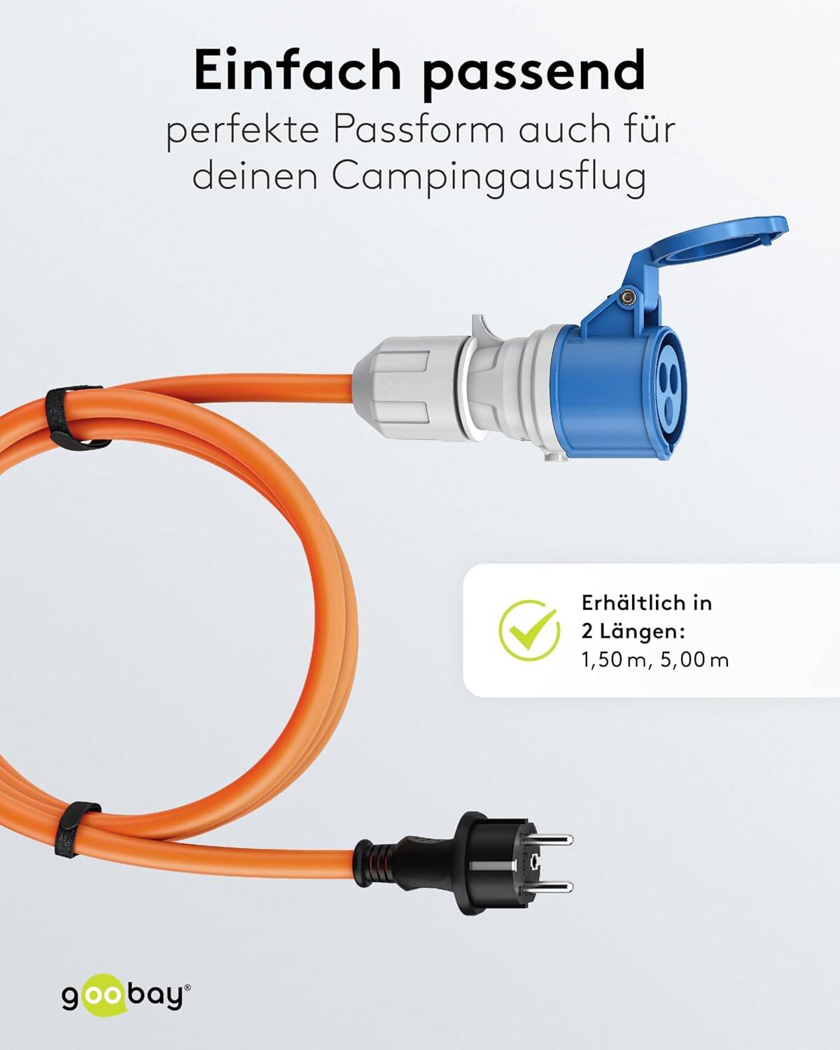Goobay 76185 CEE Adapterkabel, CEE-Buchse auf Schutzkontakt-Stecker, IP44 16 A / 230 V, 1.5 mtr-4