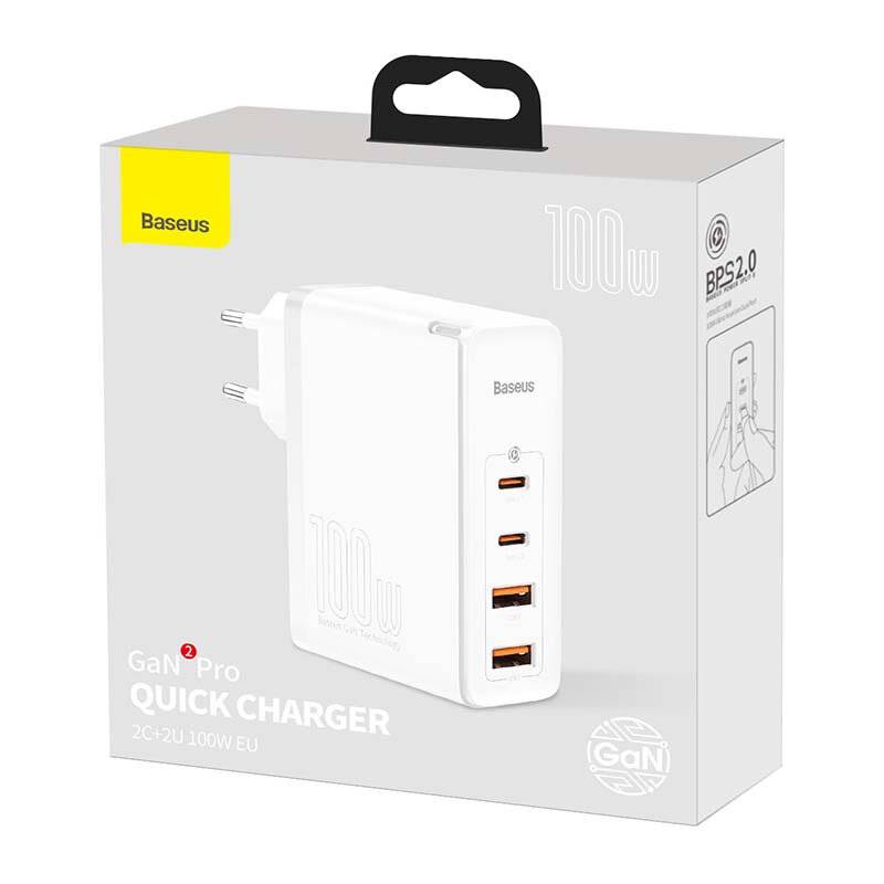 Preisbild für Baseus GaN2 Pro Quick Travel Charger / Ladegerät, 2x USB-C + 2x USB, 100W, weiß