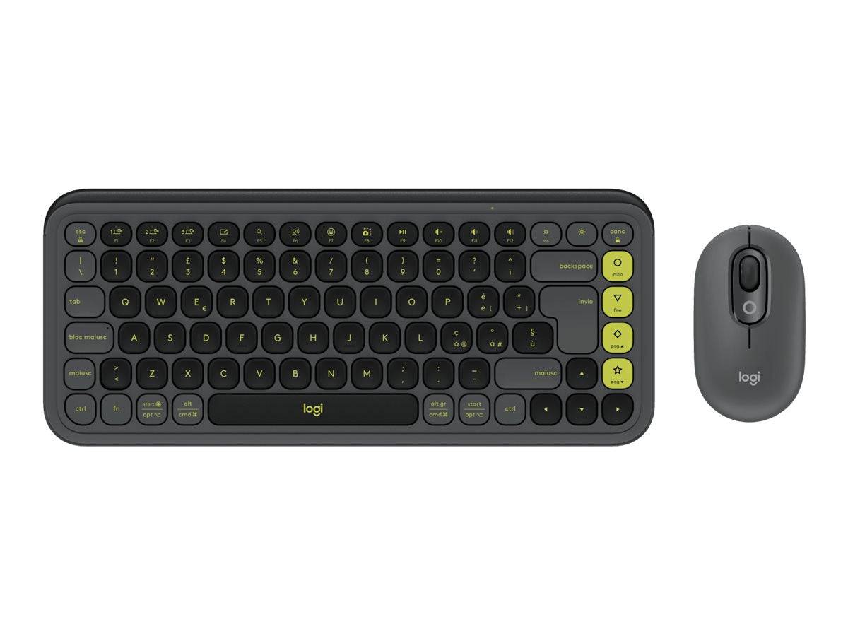 Logitech POP Icon Combo - Tastatur-und-Maus-Set - Bluetooth LE - Graphite - grün - TL: Italienisch, QWERTY-1