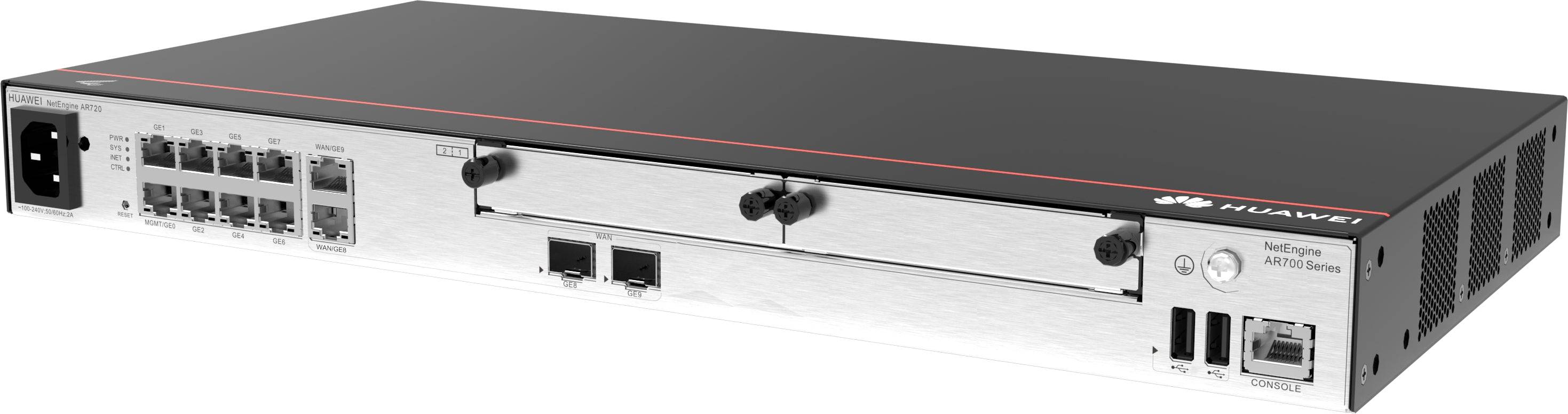 Huawei NetEngine AR720 - Router - 8-Port-Switch - GigE - WAN-Ports: 2 - Seite-zu-1