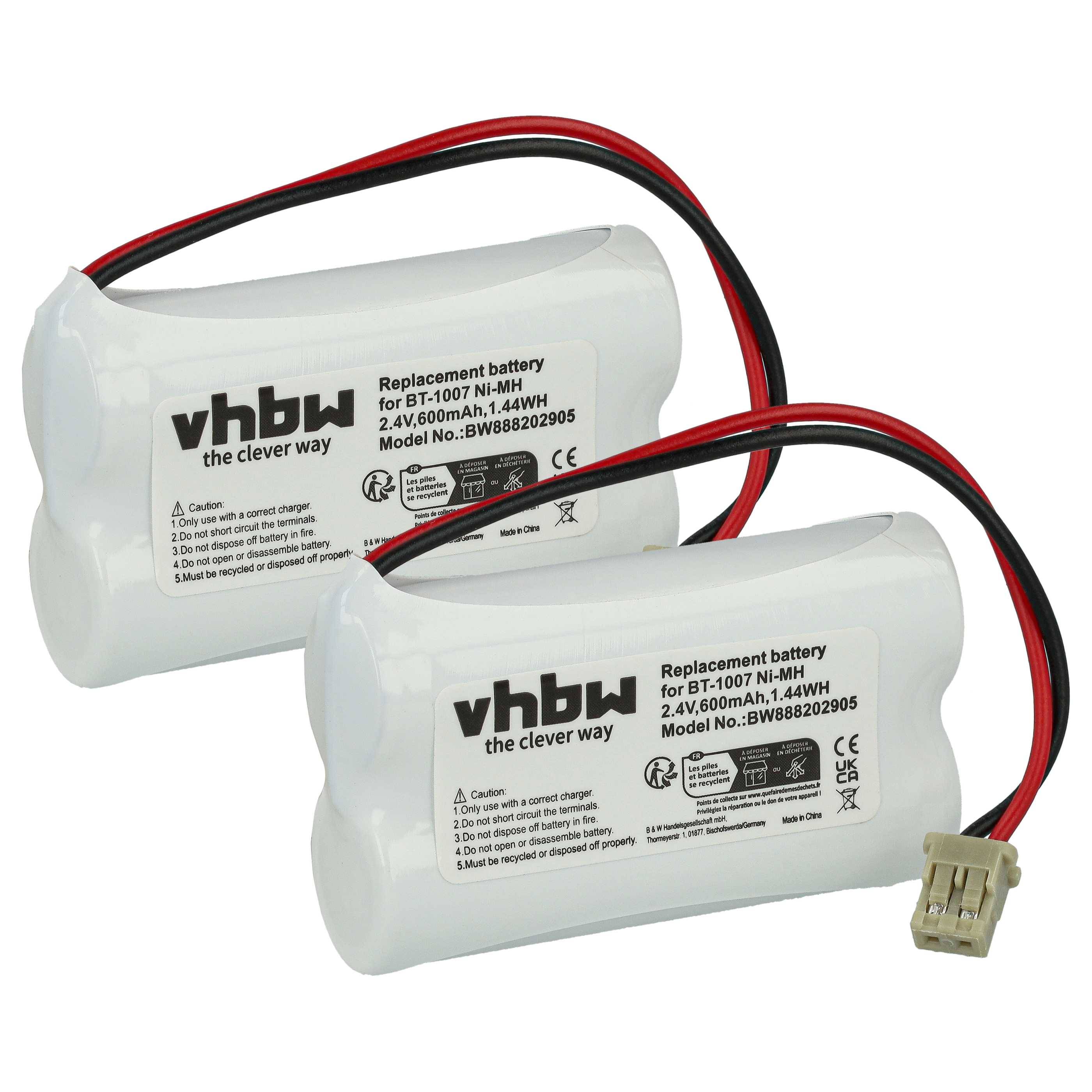 vhbw 2x Akku kompatibel mit Panasonic TGA400 schnurlos Festnetz Telefon (600 mAh, 2,4 V, NiMH)-0