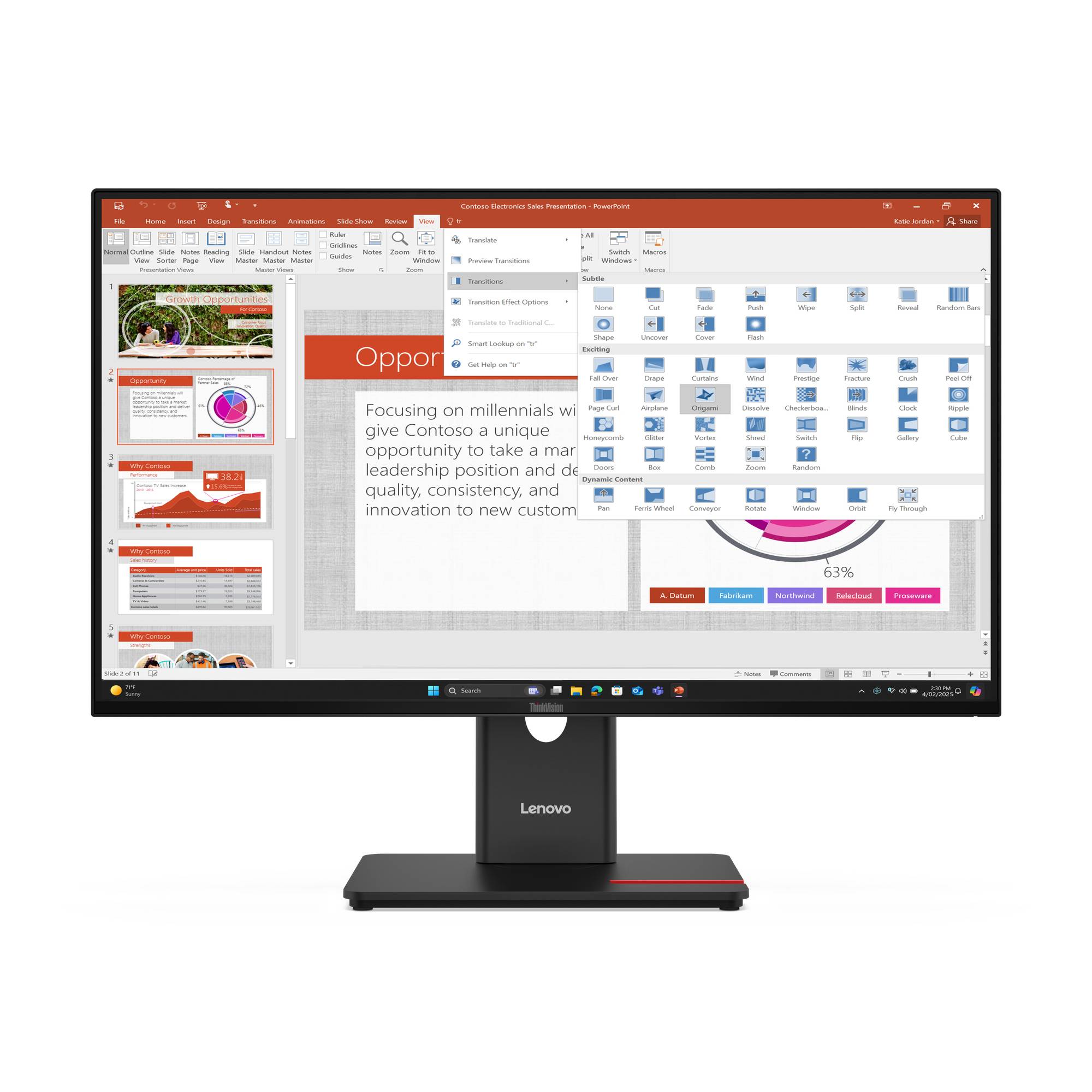 LENOVO ThinkVision T27-40 68,58cm 27Zoll IPS 16:9 1920x1080 300cd/m2 1500:1 HDMI DP VGA USB TopSeller