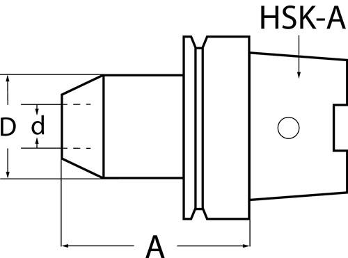 Flächenspannfutter DIN 69893A Weldon Spann-D.6mm HSK-A63 A.-L.100mm TECWERK-2