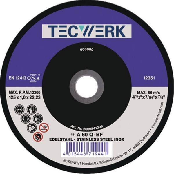 Trennscheibe Action D125x1mm ger.INOX Bohr.22,23mm TECWERK