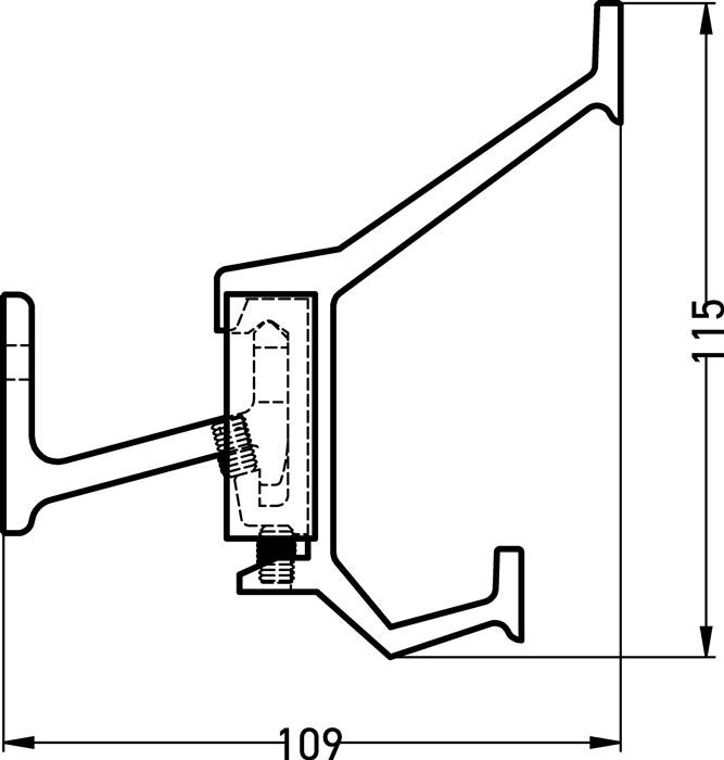 Wandgarderobe Alu.F1 ma silber 10 Hut-/Mantelhaken L.1250mm-1