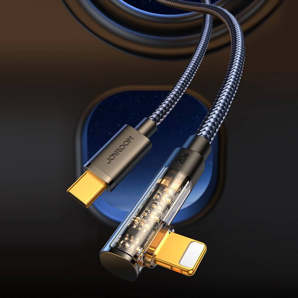 Joyroom USB-C auf Lightning Kabel, 20W PD, 90° Winkelstecker, 1.2m, Schwarz-1
