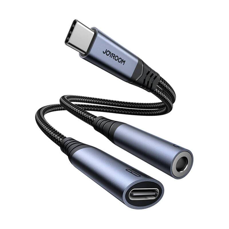 2-in-1-Audio-Adapter Joyroom SY-C02 Typ-C auf 3.5mm + Typ-C (schwarz)-0