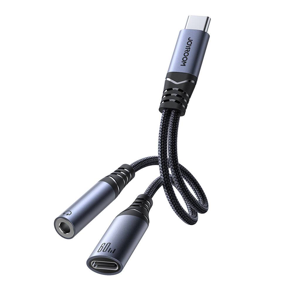 2-in-1-Audio-Adapter Joyroom SY-C02 Typ-C auf 3.5mm + Typ-C (schwarz)-4