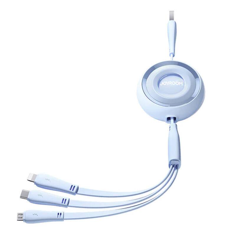 Joyroom 3in1 Ladekabel, USB-C/Lightning/Micro-USB, 3,5A, 1m, ausziehbar, Blau-0
