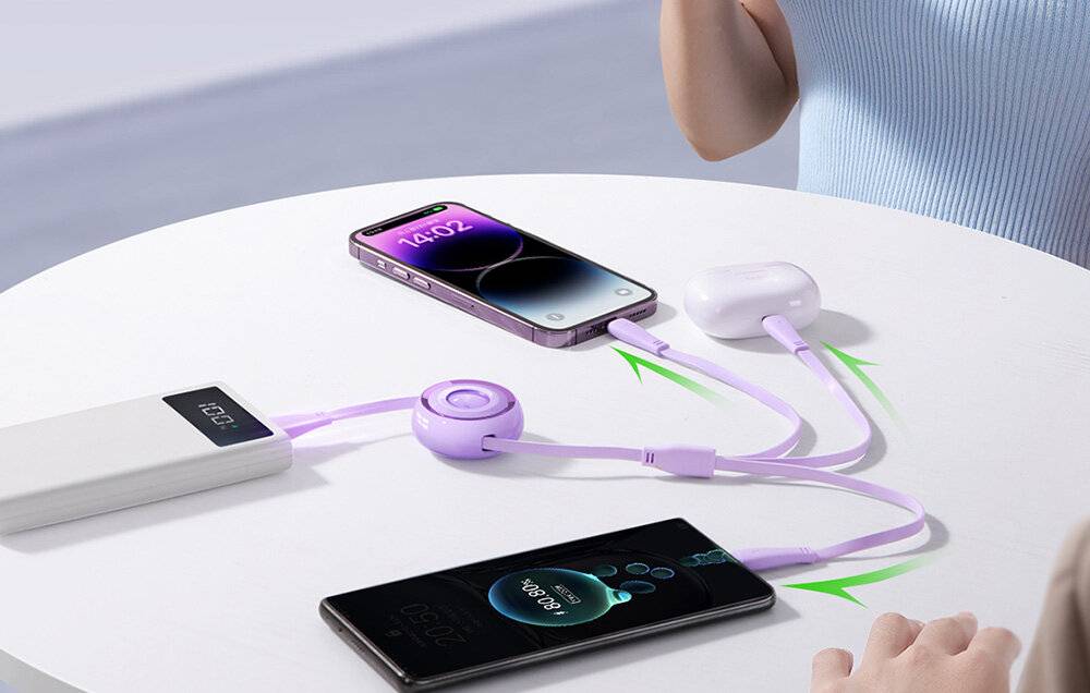 Joyroom 3in1 Ladekabel, USB-C/Lightning/Micro-USB, 3,5A, 1m, ausziehbar, Blau-2