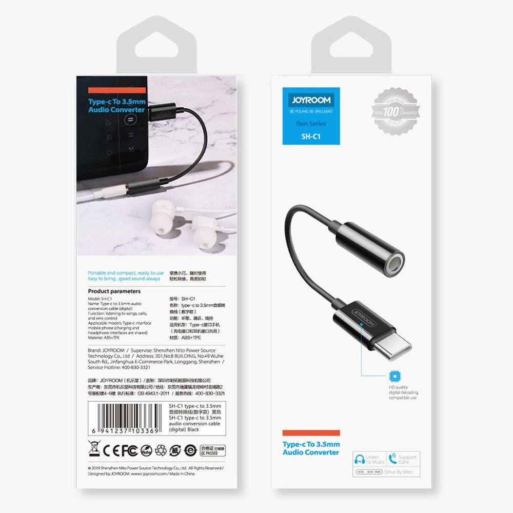 Symbolbild für USB-C auf 3,5 mm Klinke Audio-Adapter, Joyroom SH-C1, Weiß