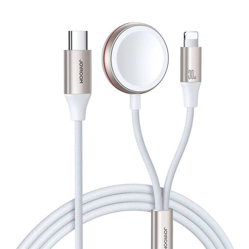 2-in-1 Ladekabel USB-C auf Lightning & Apple Watch, 30W + 3,5W, 1,5m, Weiß-0